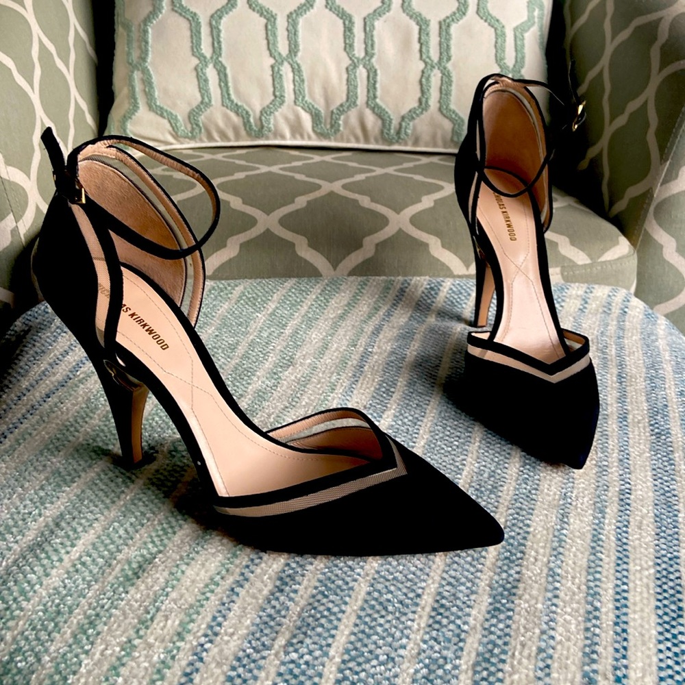 Nicholas Kirkwood Pearl Embellished Ankle Strap Pumps in Black Suede